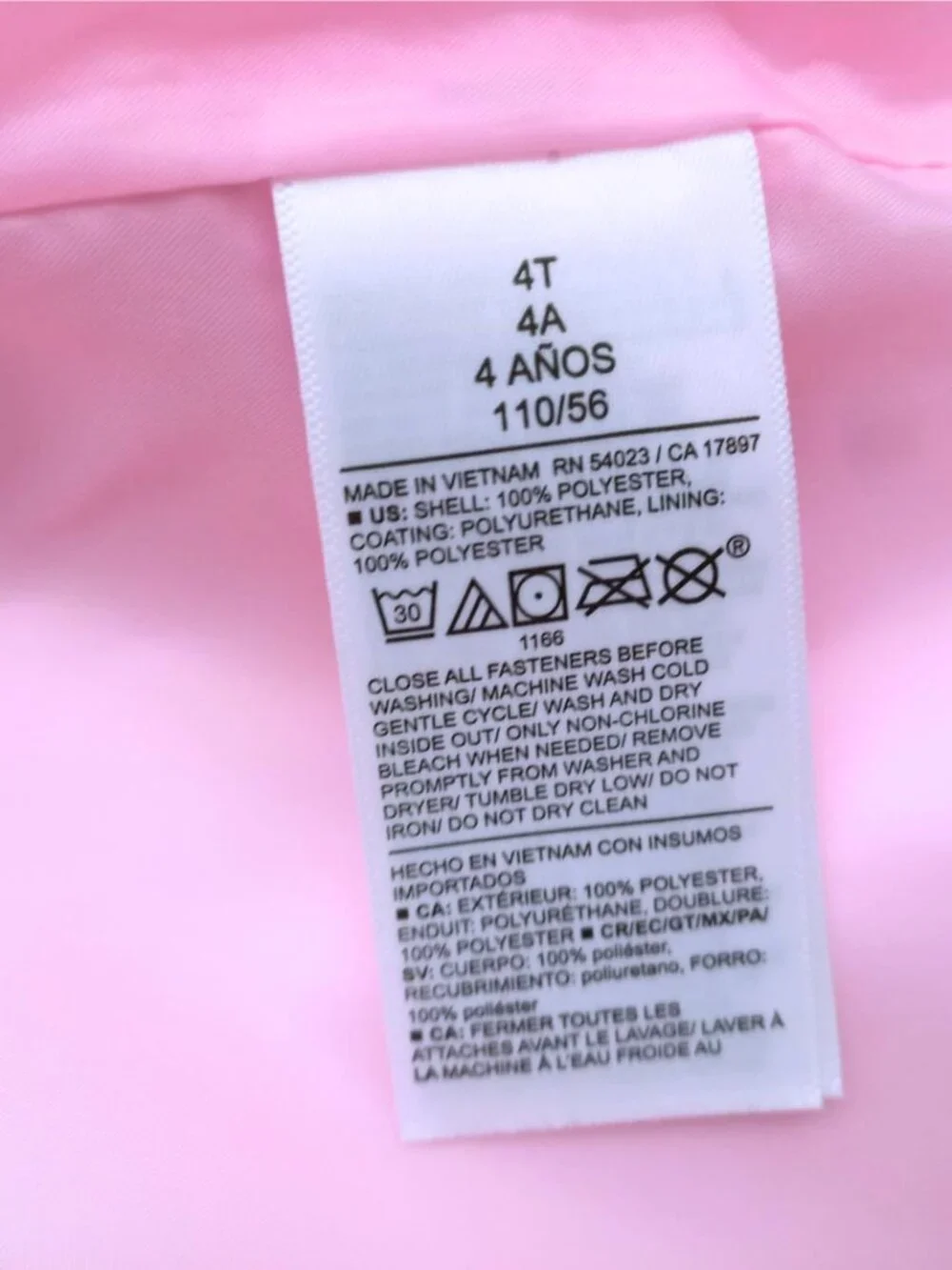 Old Navy Girls Pink Purple Rain Jacket - Water-Resistant Hooded Raincoat, Size 4